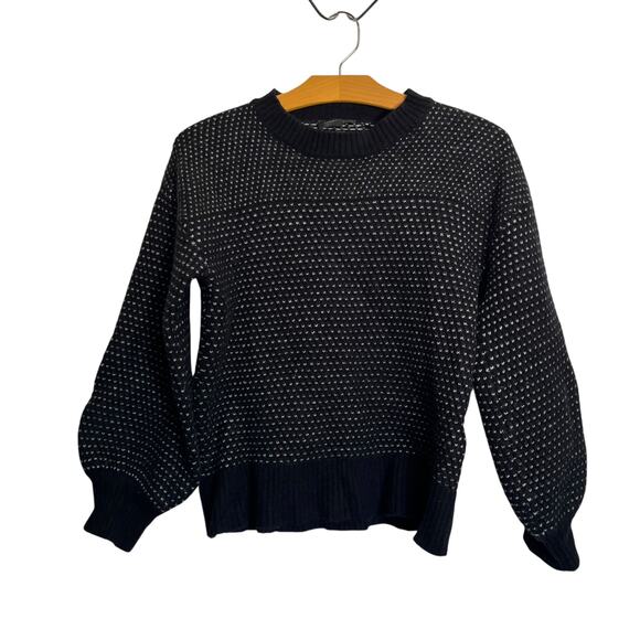 Summersalt The Luxe Cashmere Blend Mix Stitch Sweater Balloon Sleeve Black White - Picture 1 of 8